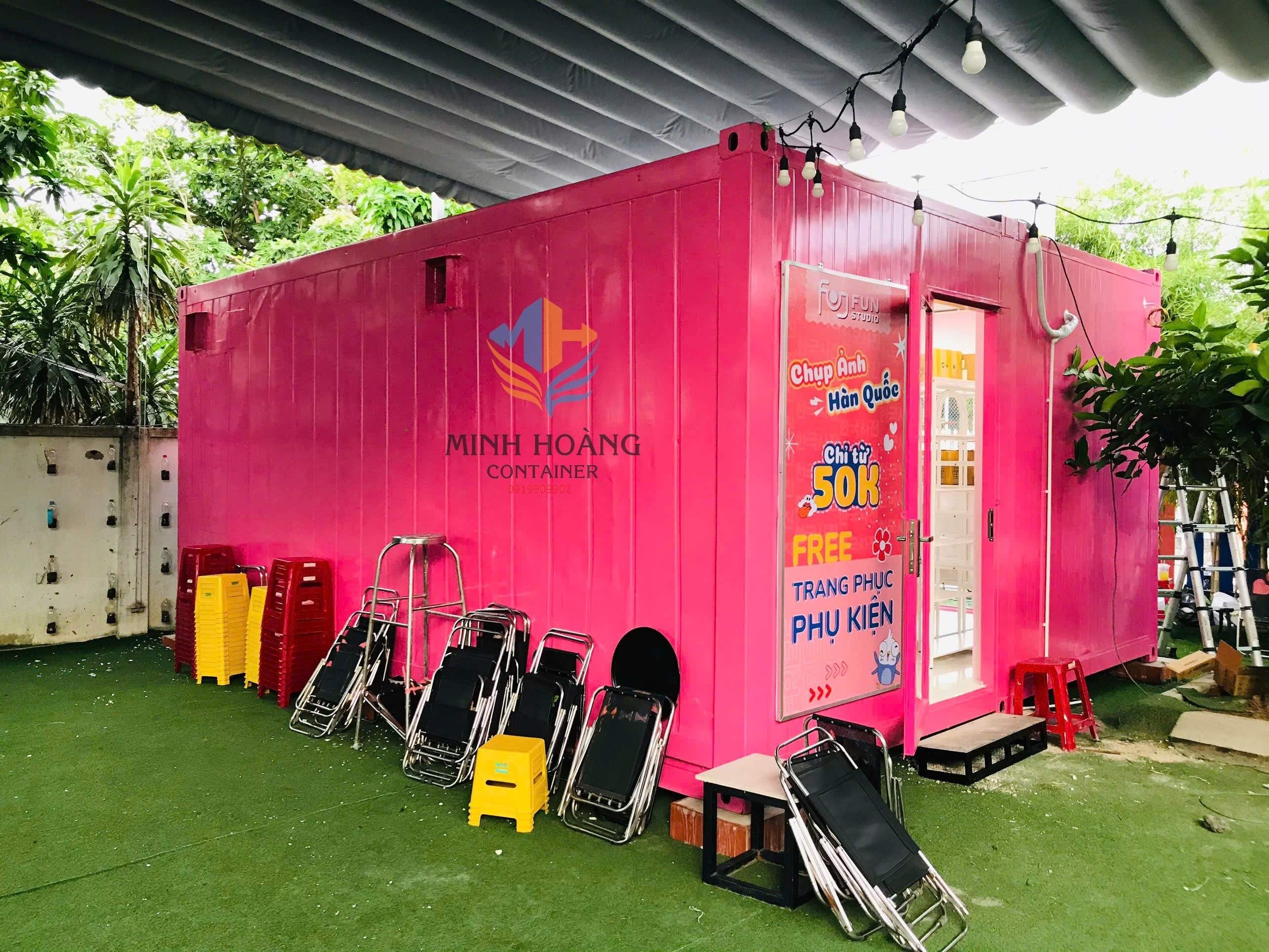 Container shop ghép hồng pastel 2x20 feet